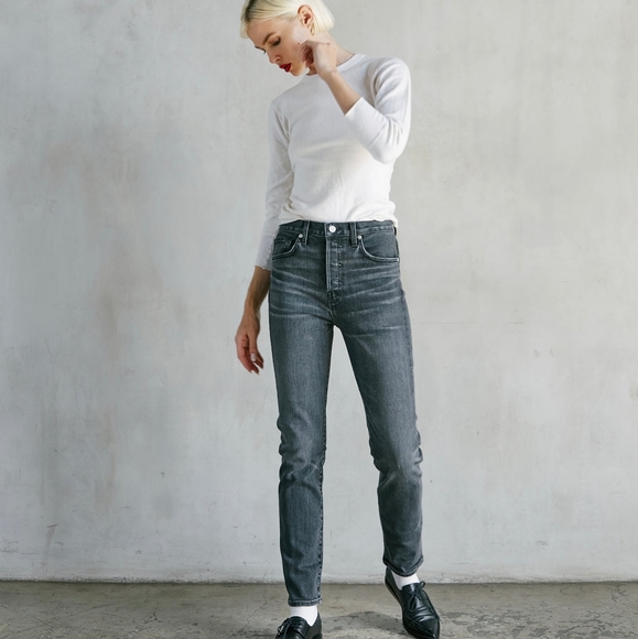Do Not Purchase! CQY Icon High-Rise Straight Leg Jeans In Tranquil - Picture 4 of 5